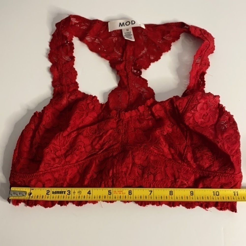 Mod Red Lace Patchwork Cross Crop Top Summer Danc… - image 6